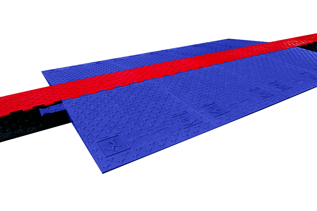 RhinoGuard™ ADA Ramp Cable Protector, Size: 5-Channel @ 1.3” Each, 30,000 lbs./axle Load Capacity, Color: Red/Blue