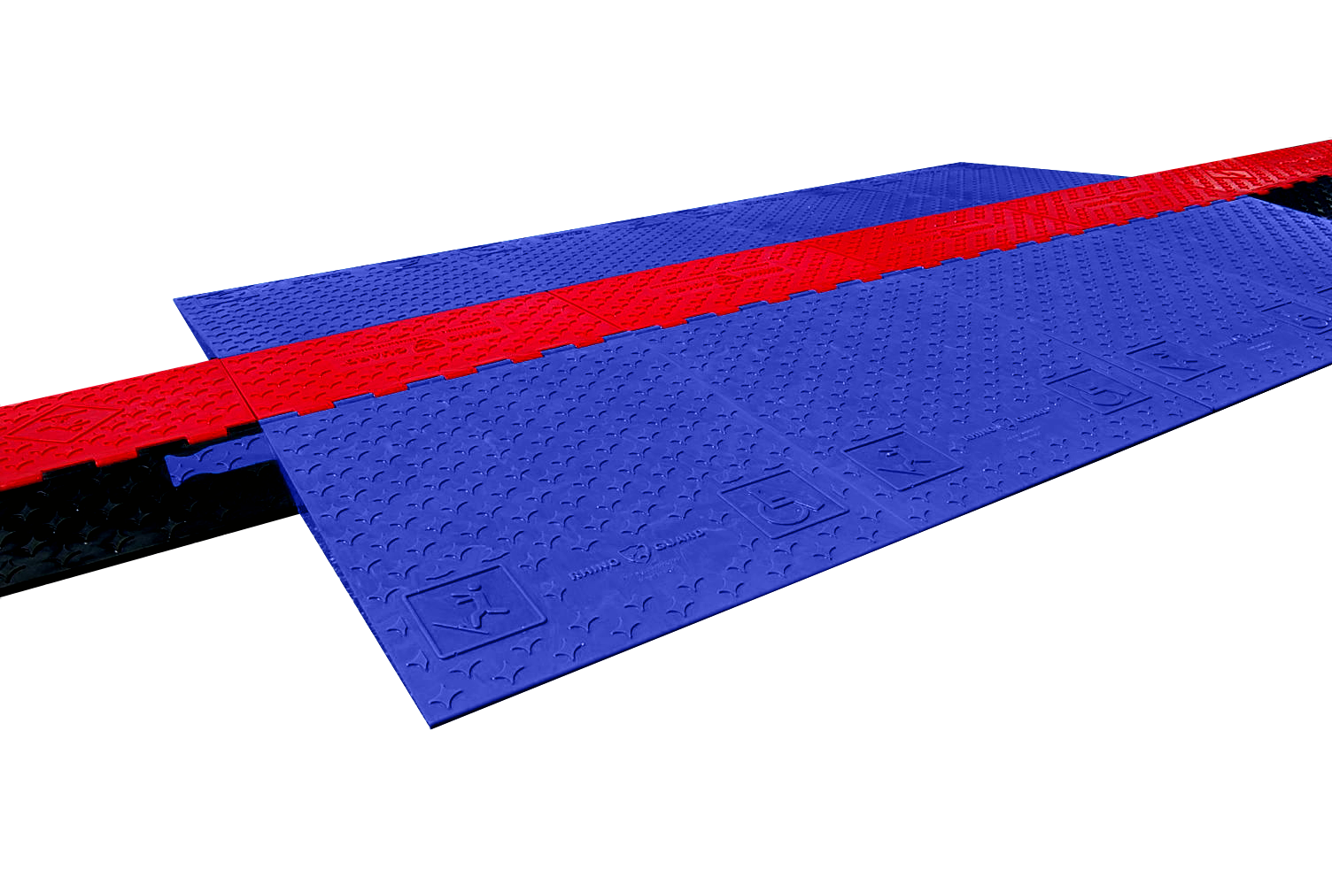 RhinoGuard™ ADA Ramp Cable Protector, Size: 5-Channel @ 1.3” Each, 30,000 lbs./axle Load Capacity, Color: Red/Blue