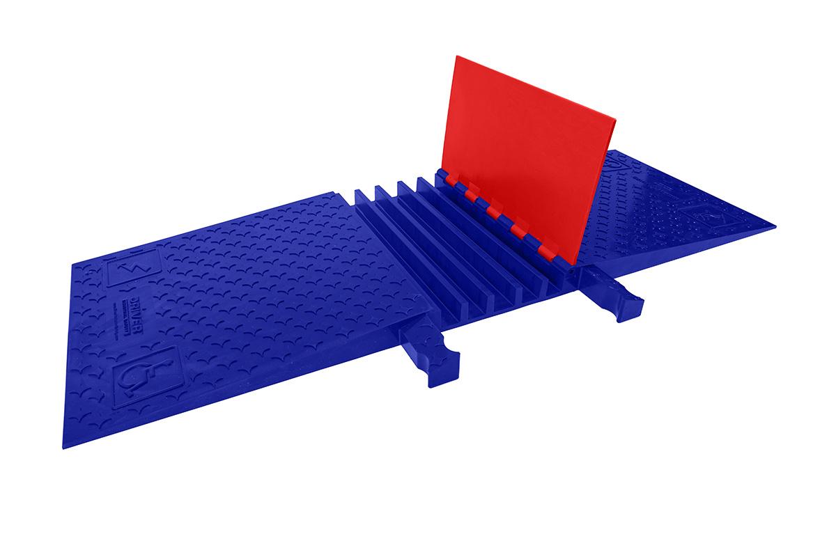 RhinoGuard™ ADA Ramp Cable Protector, Size: 5-Channel @ 1.3” Each, 30,000 lbs./axle Load Capacity, Color: Red/Blue