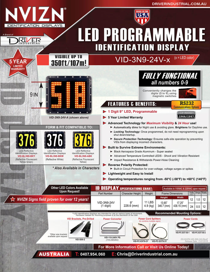 LED Identification Displays — Specs at a Glance