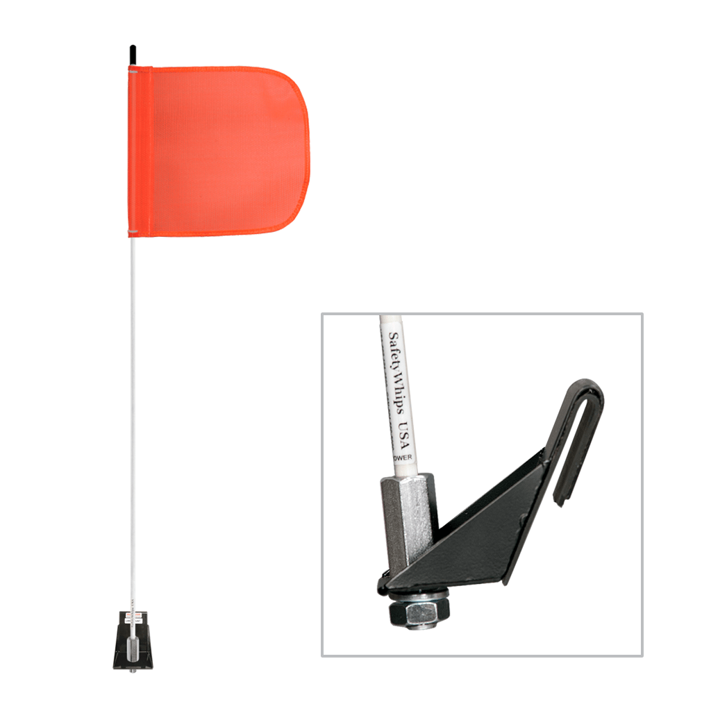 SafetyWhips 4' Light Duty Whip with Orange Mesh Flag and a Window Bracket Mounting Base