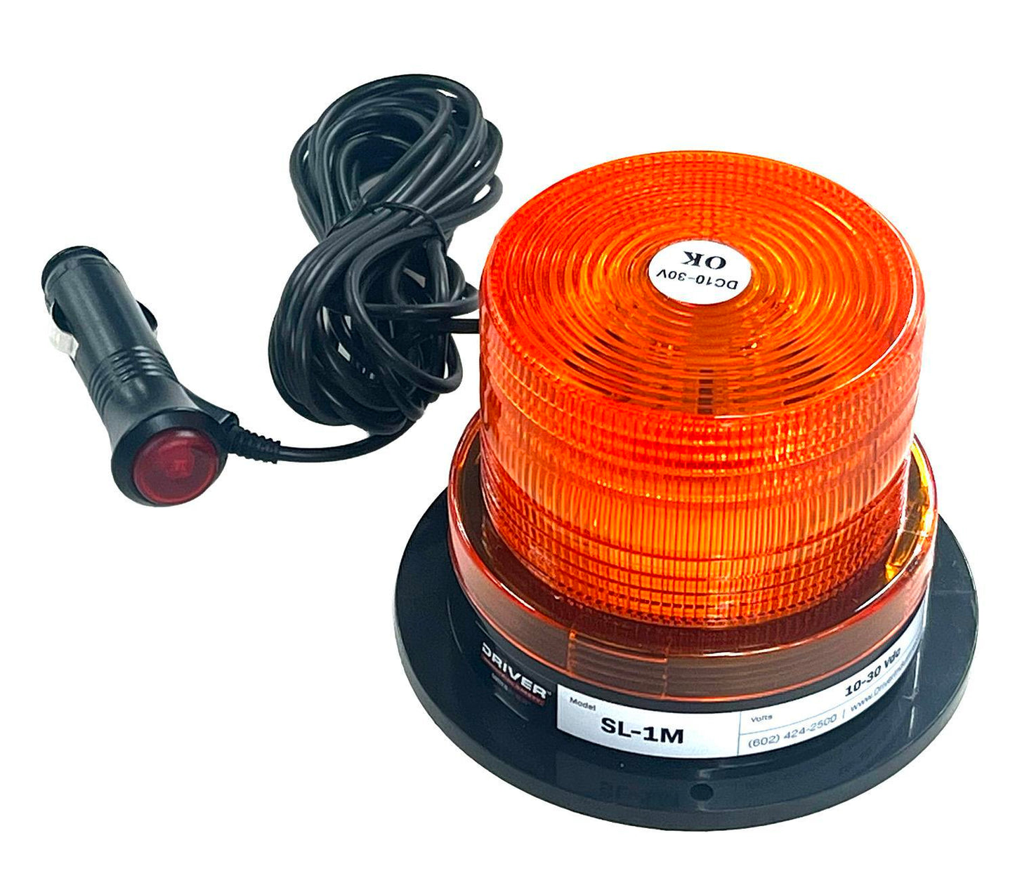 Driver Industrial Essentials Economy Beacon Strobe with Flash Pattern, Combination Magnet & Permanent Base, 15' Power Co