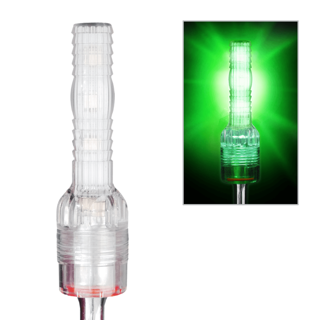 SafetyWhips 12' Super Duty Whip with Orange Flag, Heavy Duty Spring Base, and Flashing Green Light