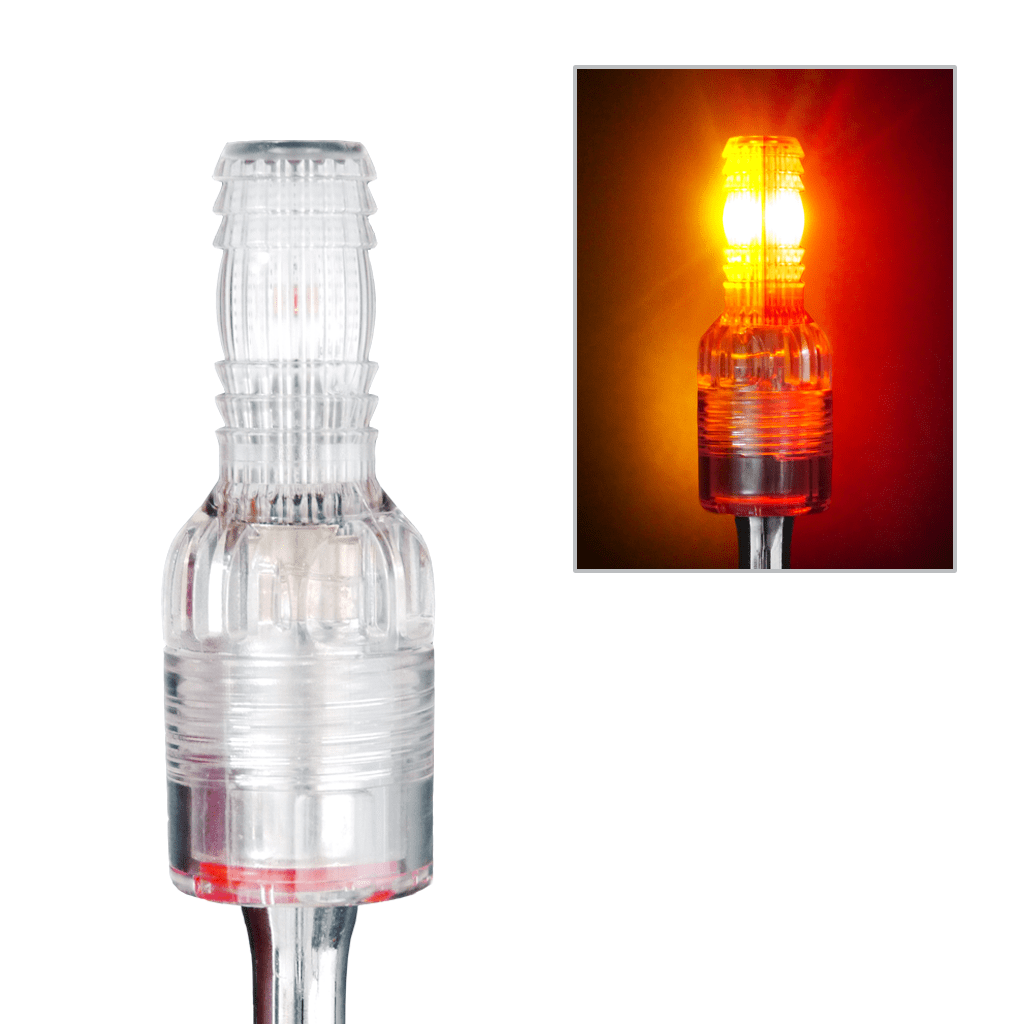 SafetyWhips 12' Super Duty Whip with Orange Flag (Yellow X), Heavy Duty Spring Base, and Amber/Red Light