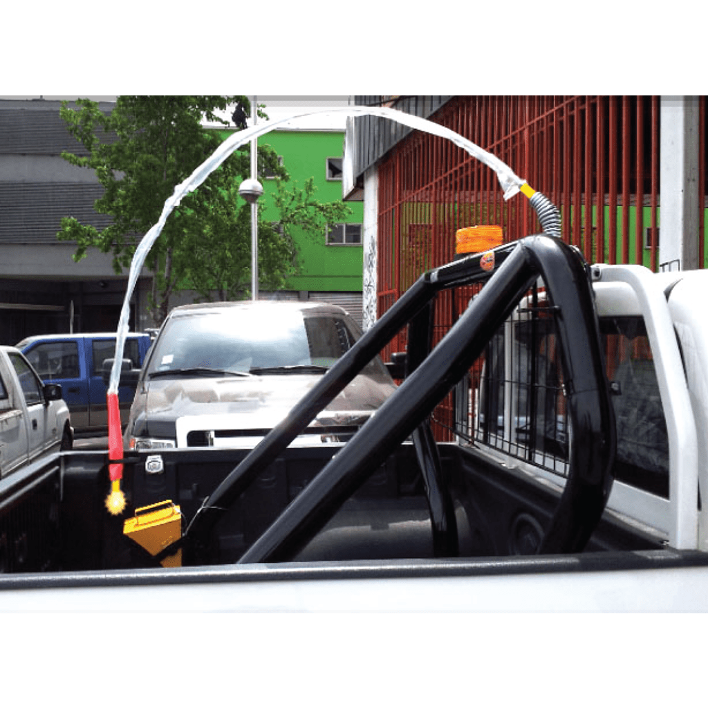 SafetyWhips 12' Super Duty Whip with Orange Flag (Yellow X), Heavy Duty Spring Base, and Constant Amber Light