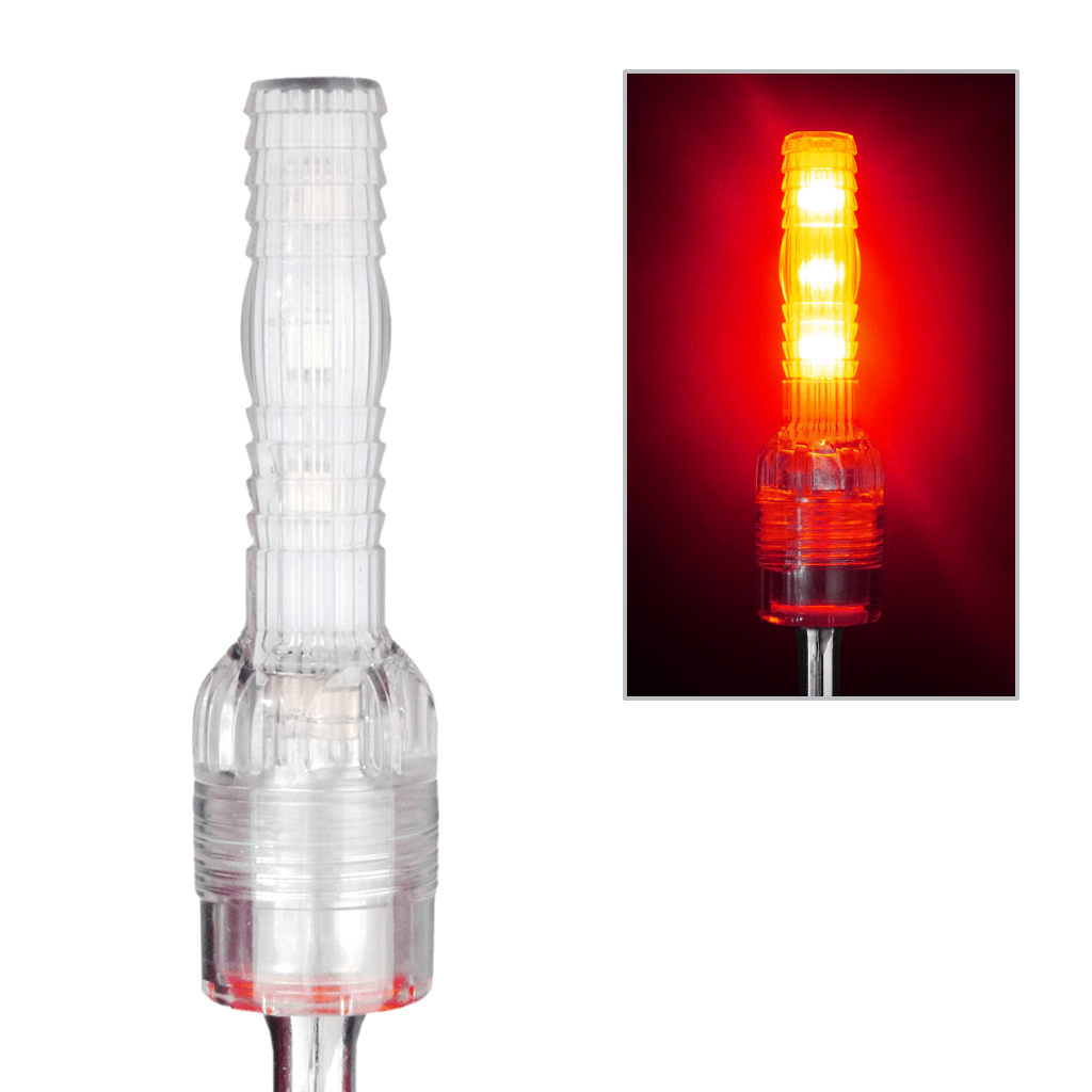 SafetyWhips 12' Super Duty Whip with Orange Flag (Yellow X), Heavy Duty Spring Base, and Flashing Red Light