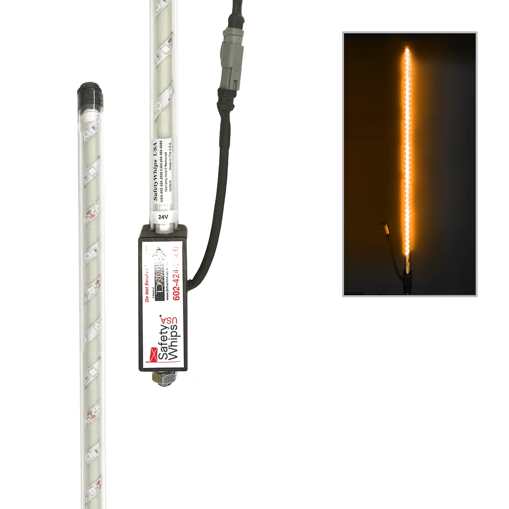 SafetyWhips 2' Super Duty Fully Lit Amber LED Whip
