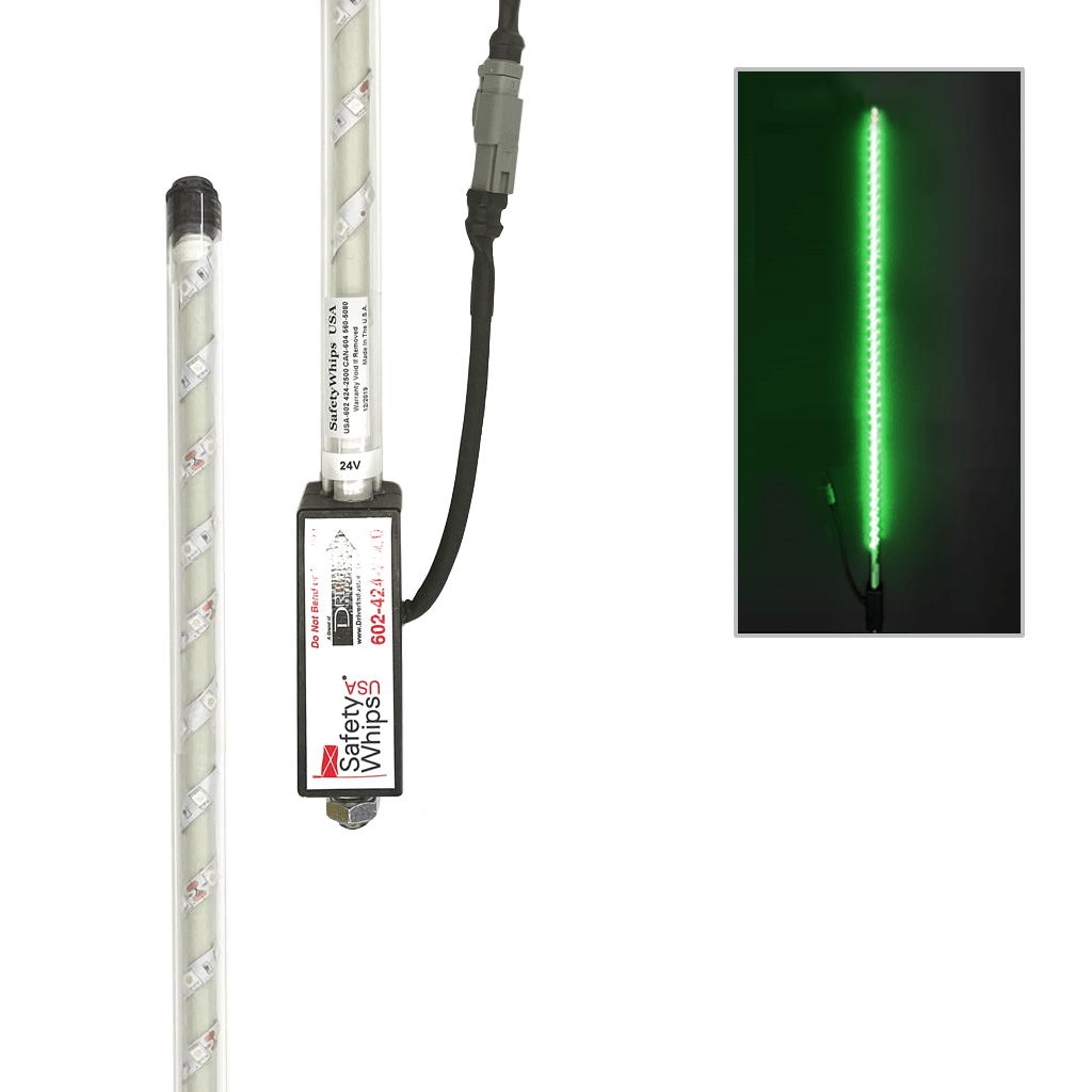 SafetyWhips 2' Super Duty Fully Lit Green LED Whip
