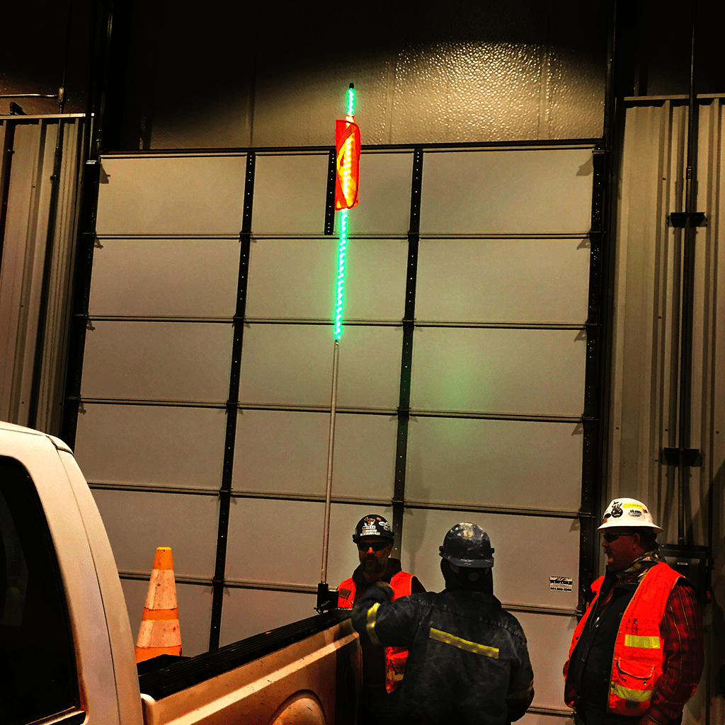 SafetyWhips 3' Super Duty Fully Lit Green LED Whip with Orange Flag (White X)