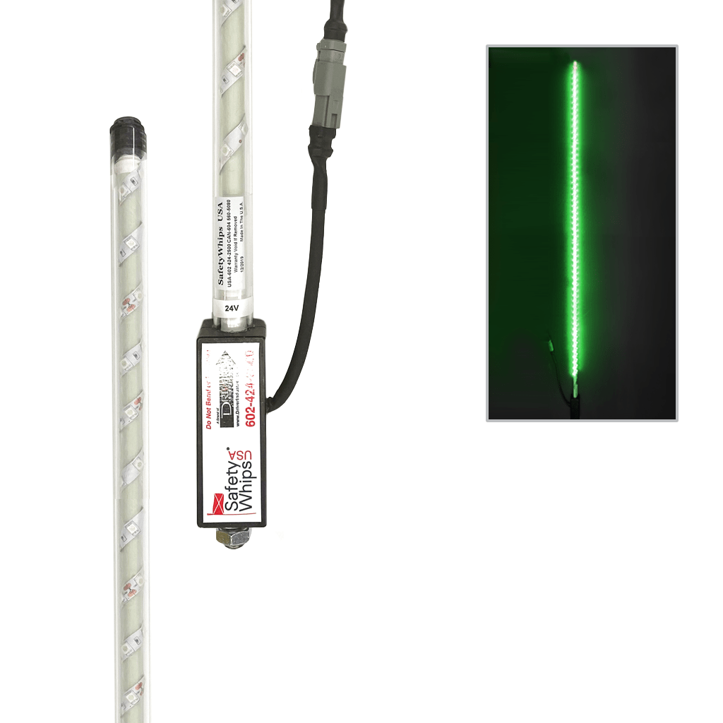 SafetyWhips 3' Super Duty Fully Lit Green LED Whip
