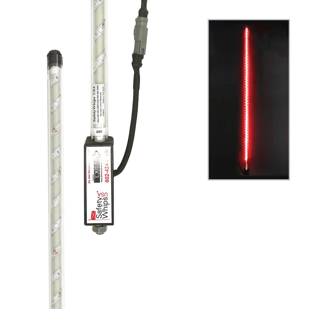 SafetyWhips 3' Super Duty Fully Lit Red LED Whip