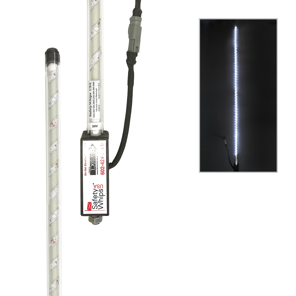 SafetyWhips 3' Super Duty Fully Lit White LED Whip