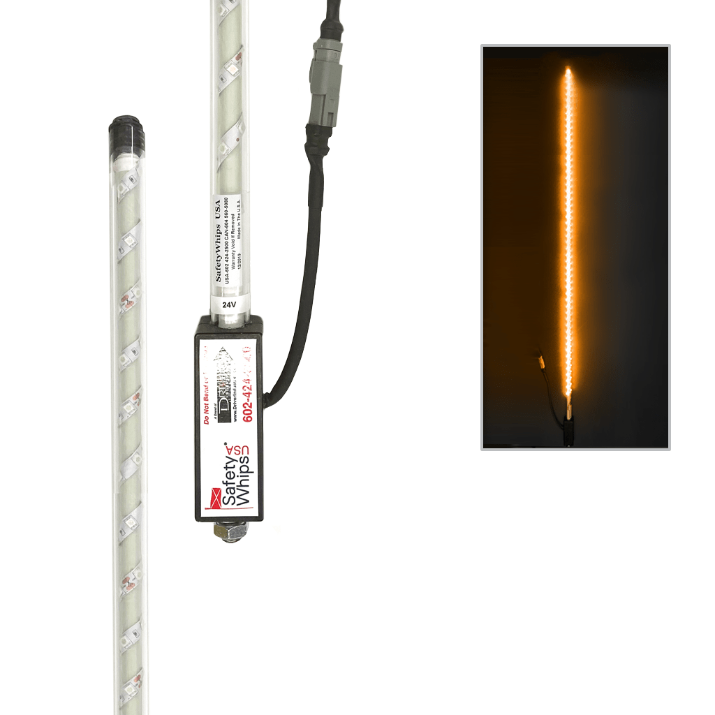 SafetyWhips 4' Super Duty Fully Lit Amber LED Whip