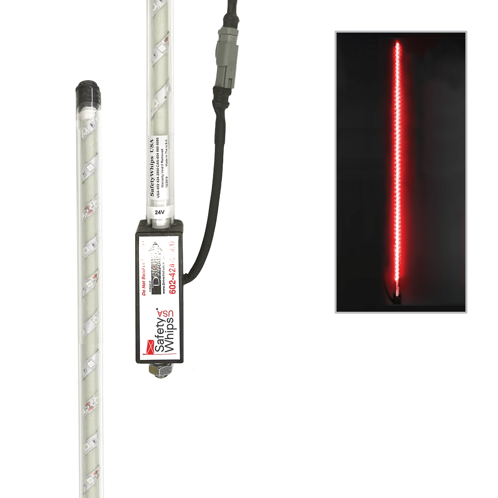 SafetyWhips 4' Super Duty Fully Lit Red LED Whip
