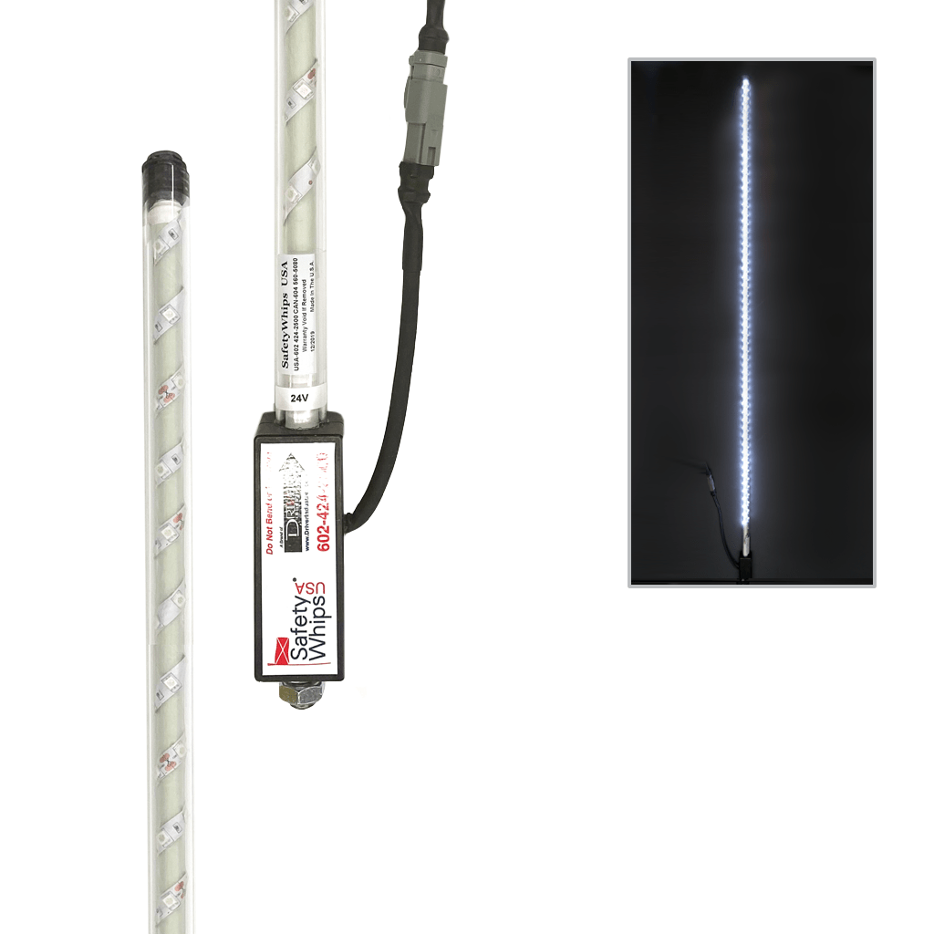 SafetyWhips 4' Super Duty Fully Lit White LED Whip