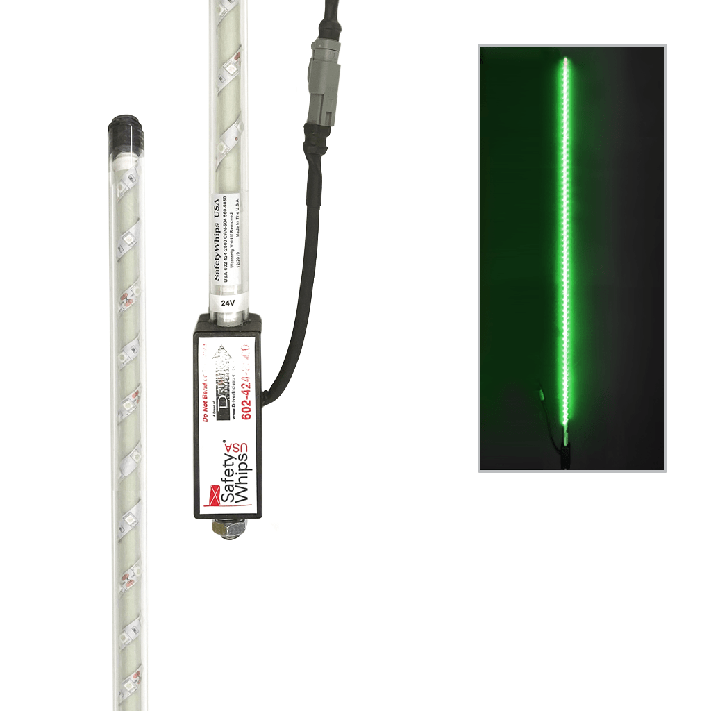 SafetyWhips 5' Super Duty Fully Lit Green LED Whip