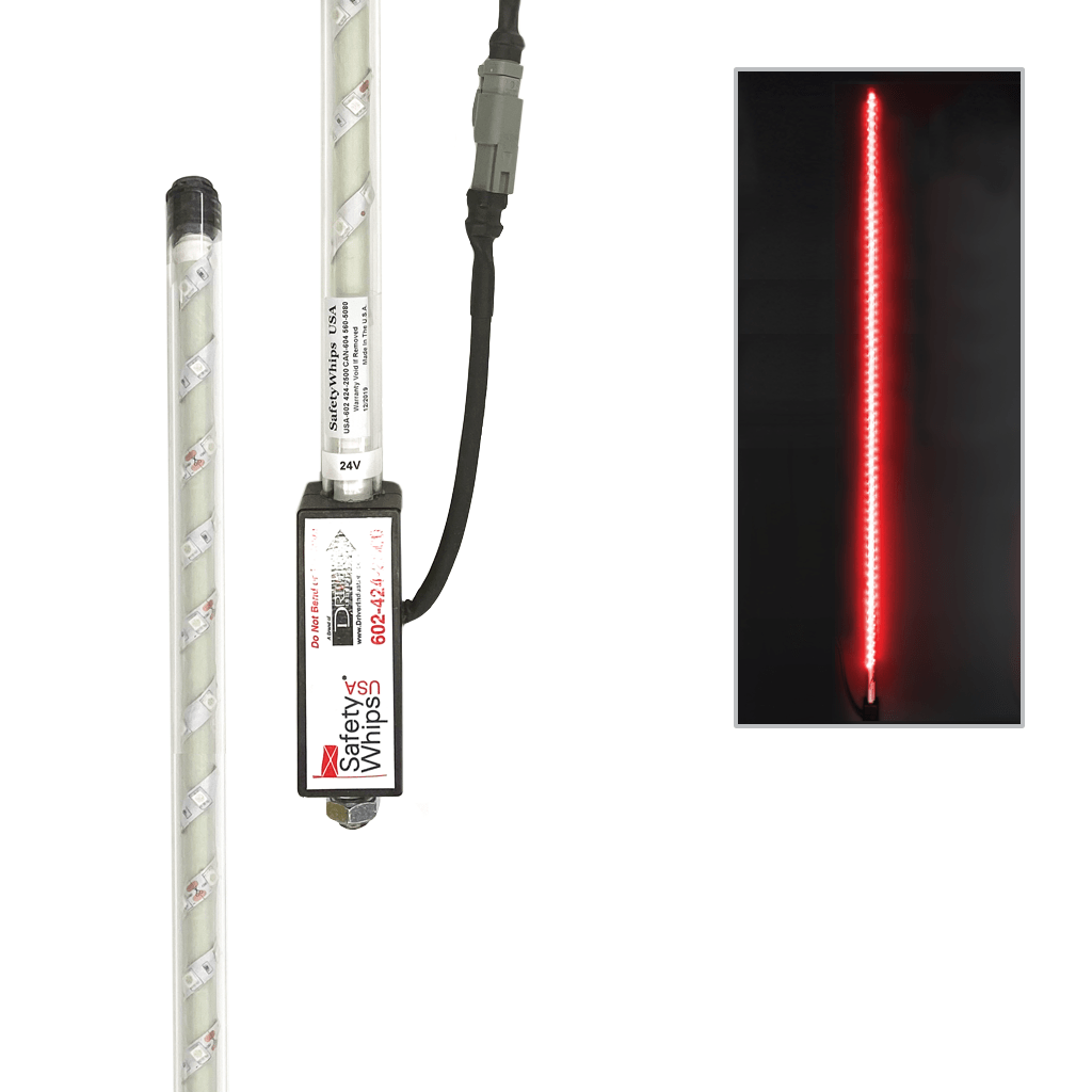 SafetyWhips 5' Super Duty Fully Lit Red LED Whip