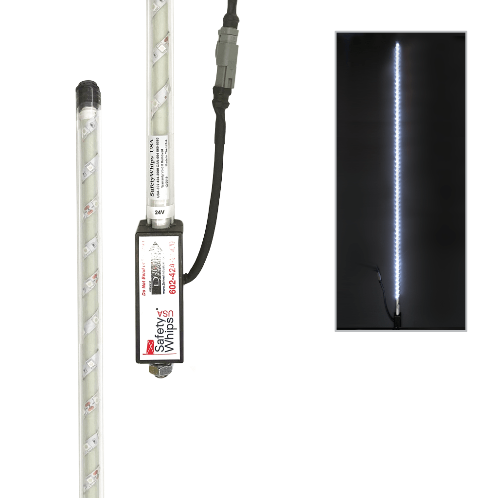 SafetyWhips 5' Super Duty Fully Lit White LED Whip
