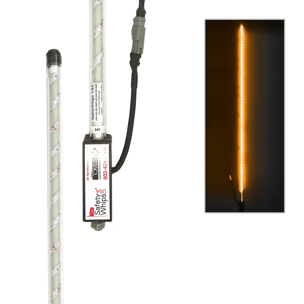 SafetyWhips 6' Super Duty Fully Lit Amber LED Whip