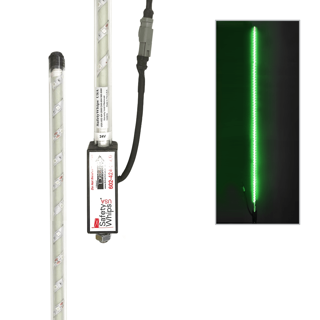 SafetyWhips 6' Super Duty Fully Lit Green LED Whip