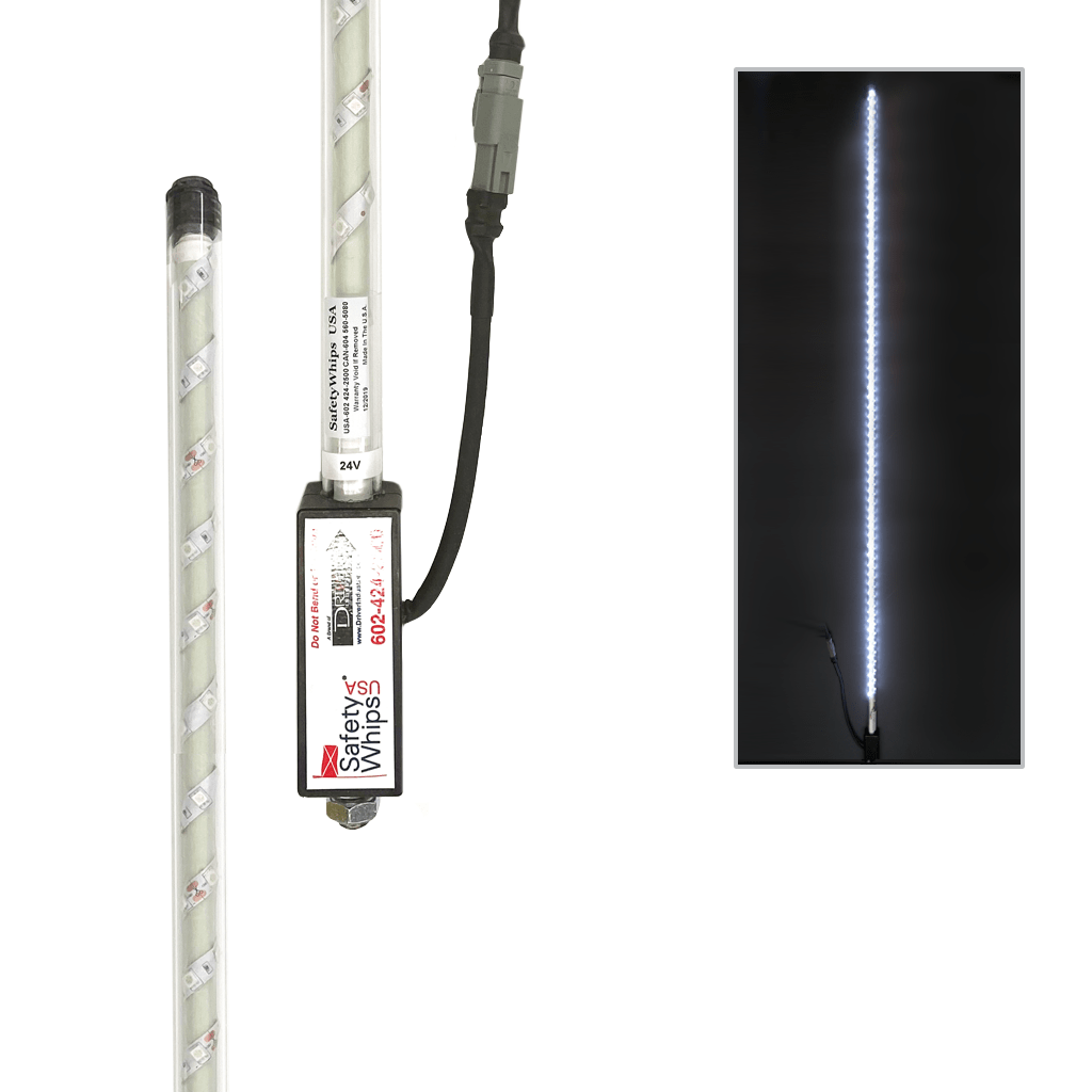 SafetyWhips 6' Super Duty Fully Lit White LED Whip