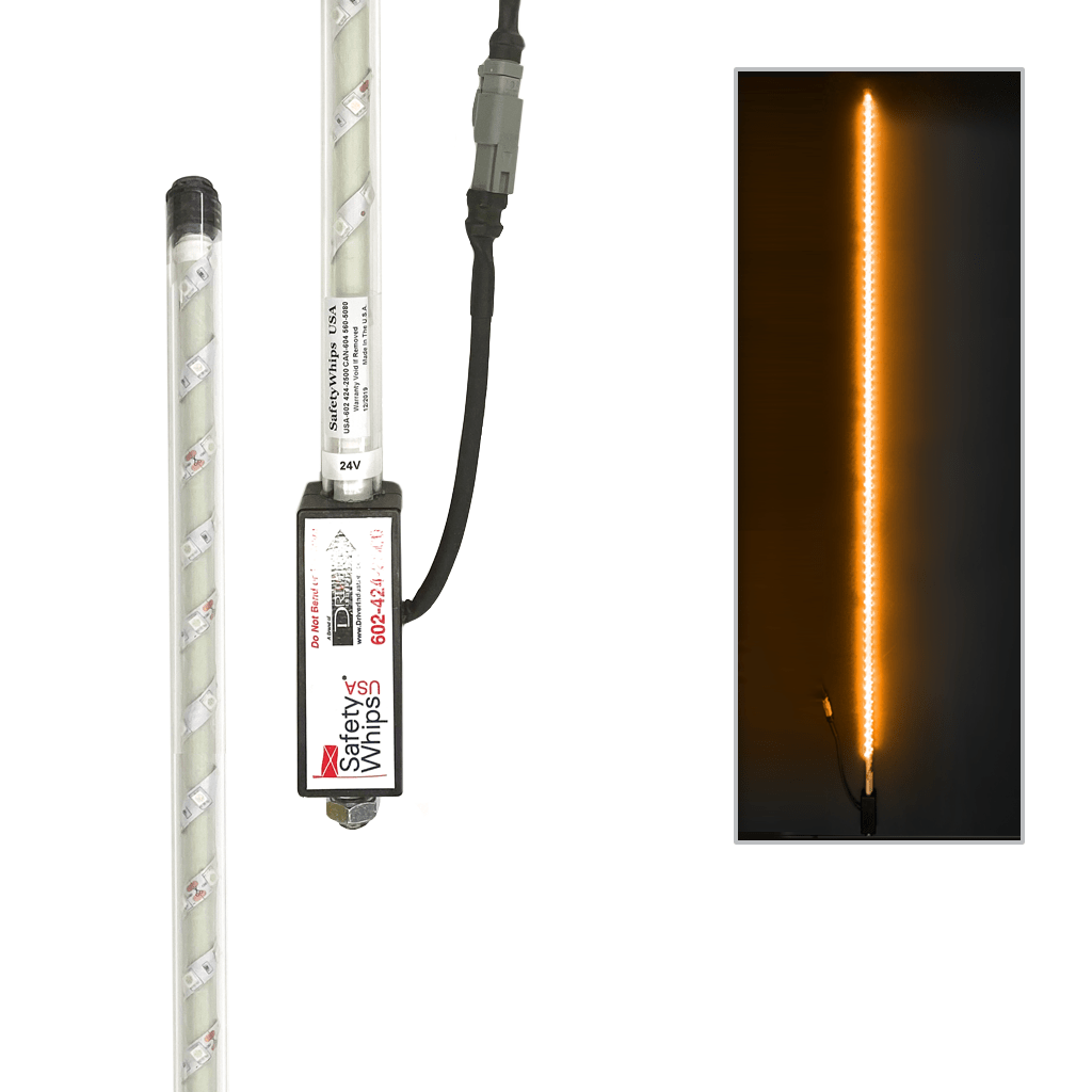 SafetyWhips 8' Super Duty Fully Lit Amber LED Whip