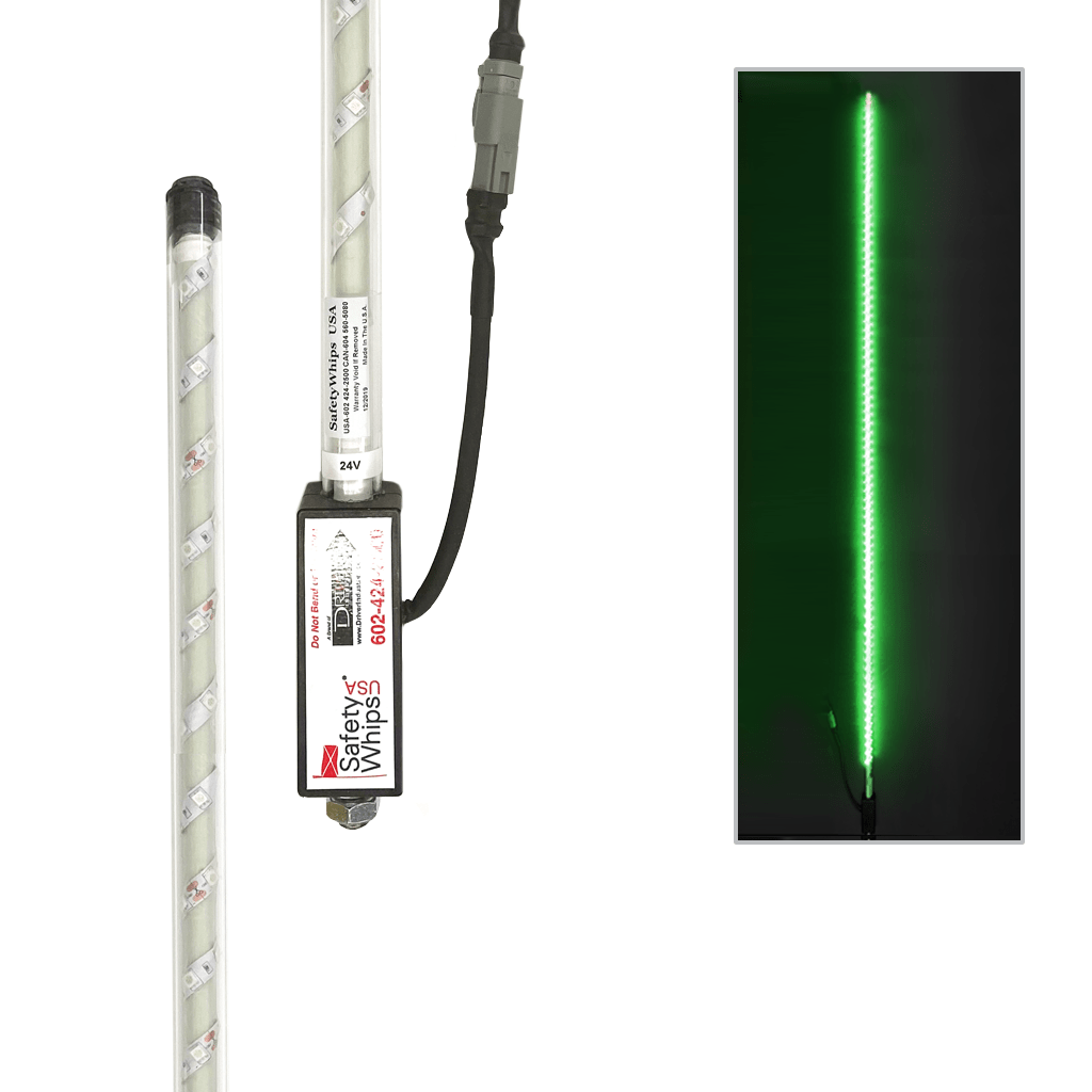 SafetyWhips 8' Super Duty Fully Lit Green LED Whip