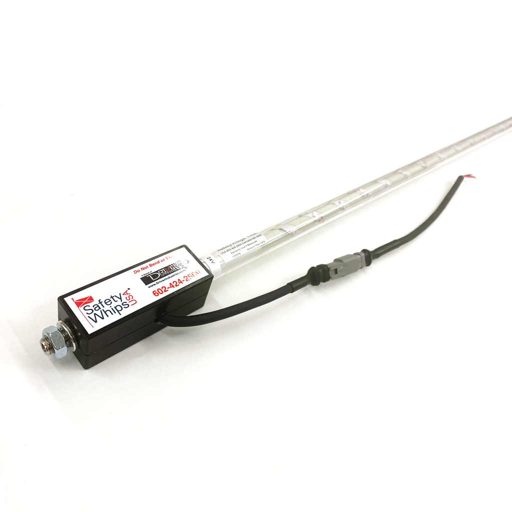 SafetyWhips 8' Super Duty Fully Lit White LED Whip with Orange Flag (White X)