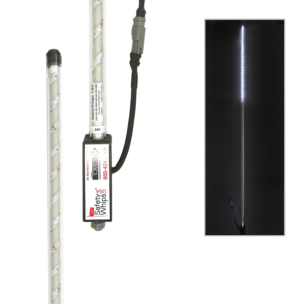 SafetyWhips 8' Super Duty White LED Whip (Top 2' Lit)