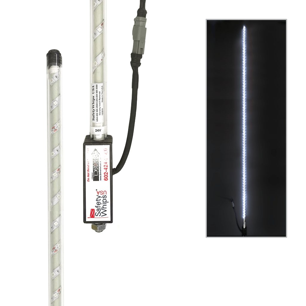 SafetyWhips 8' Super Duty Fully Lit White LED Whip