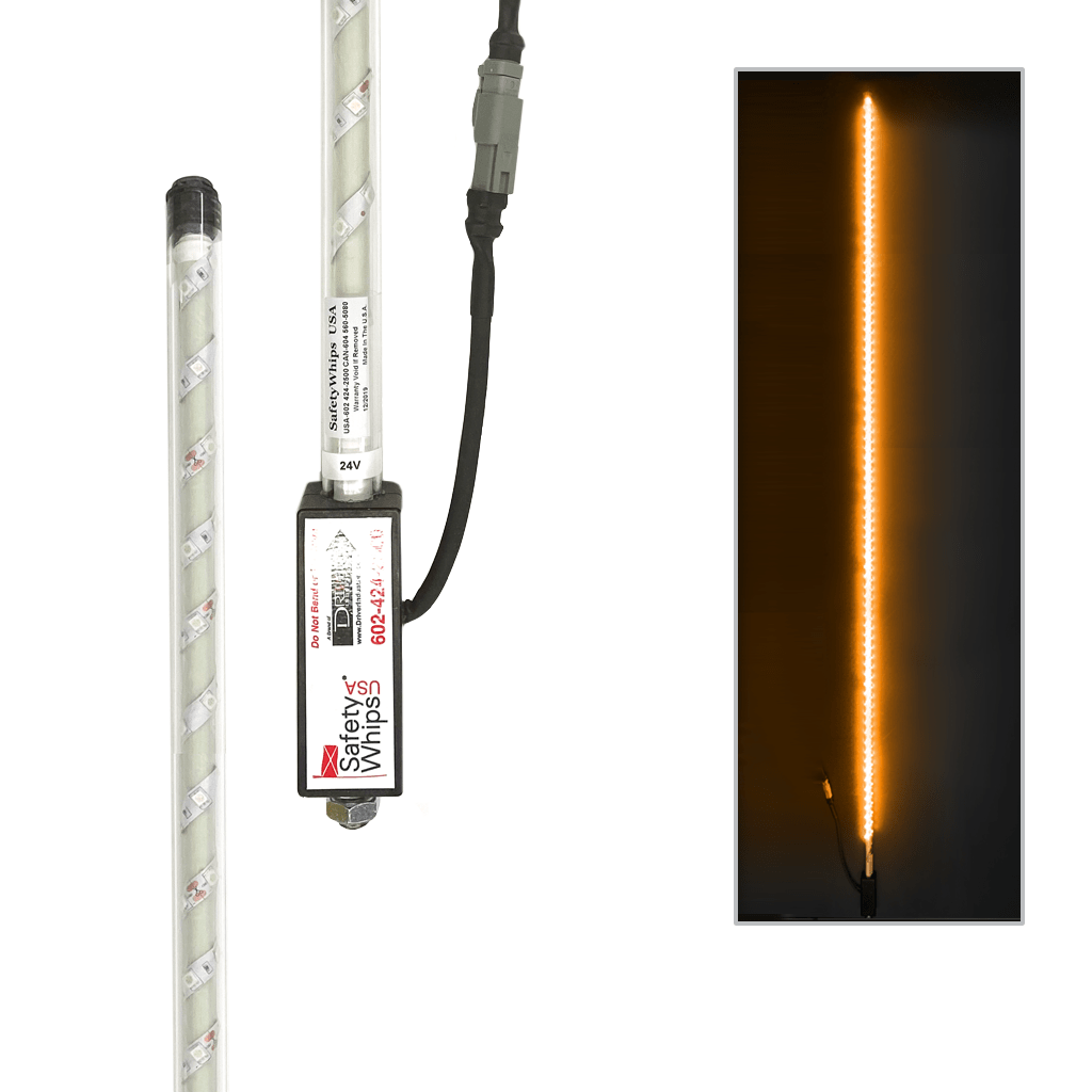 SafetyWhips 10' Super Duty Fully Lit Amber LED Whip