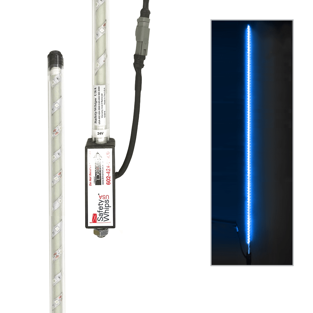 SafetyWhips 10' Super Duty Fully Lit Blue LED Whip (24Volt)