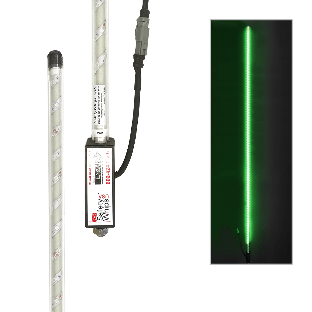 SafetyWhips 10' Super Duty Fully Lit Green LED Whip