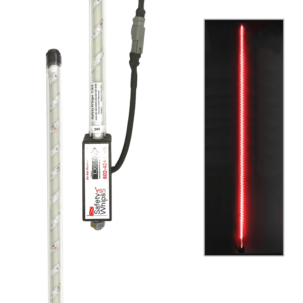 SafetyWhips 10' Super Duty Fully Lit Red LED Whip (24Volt)