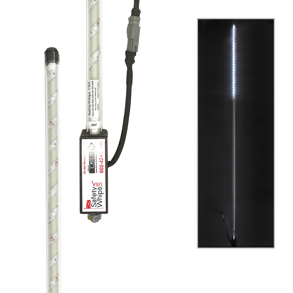 SafetyWhips 10' Super Duty White LED Whip (Top 2' Lit)