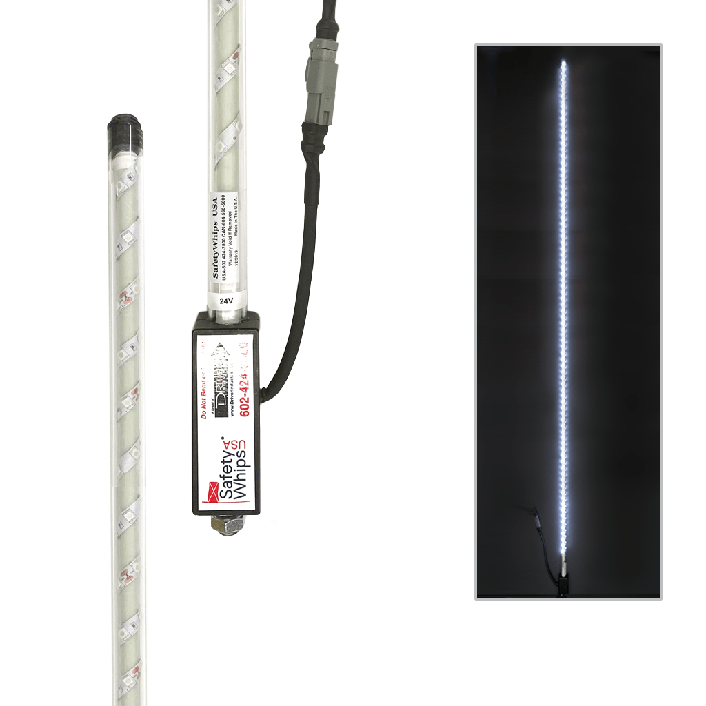 SafetyWhips 10' Super Duty Fully Lit White LED Whip