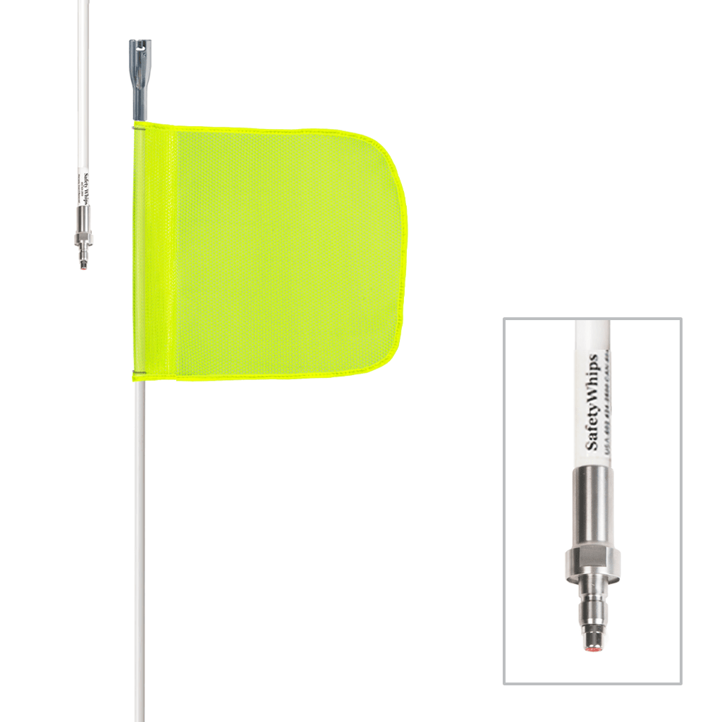 SafetyWhips 3', 1 Piece, Powered, Quick Disconnect, Heavy Duty Whip with Fluorescent Yellow Flag (Yellow X)