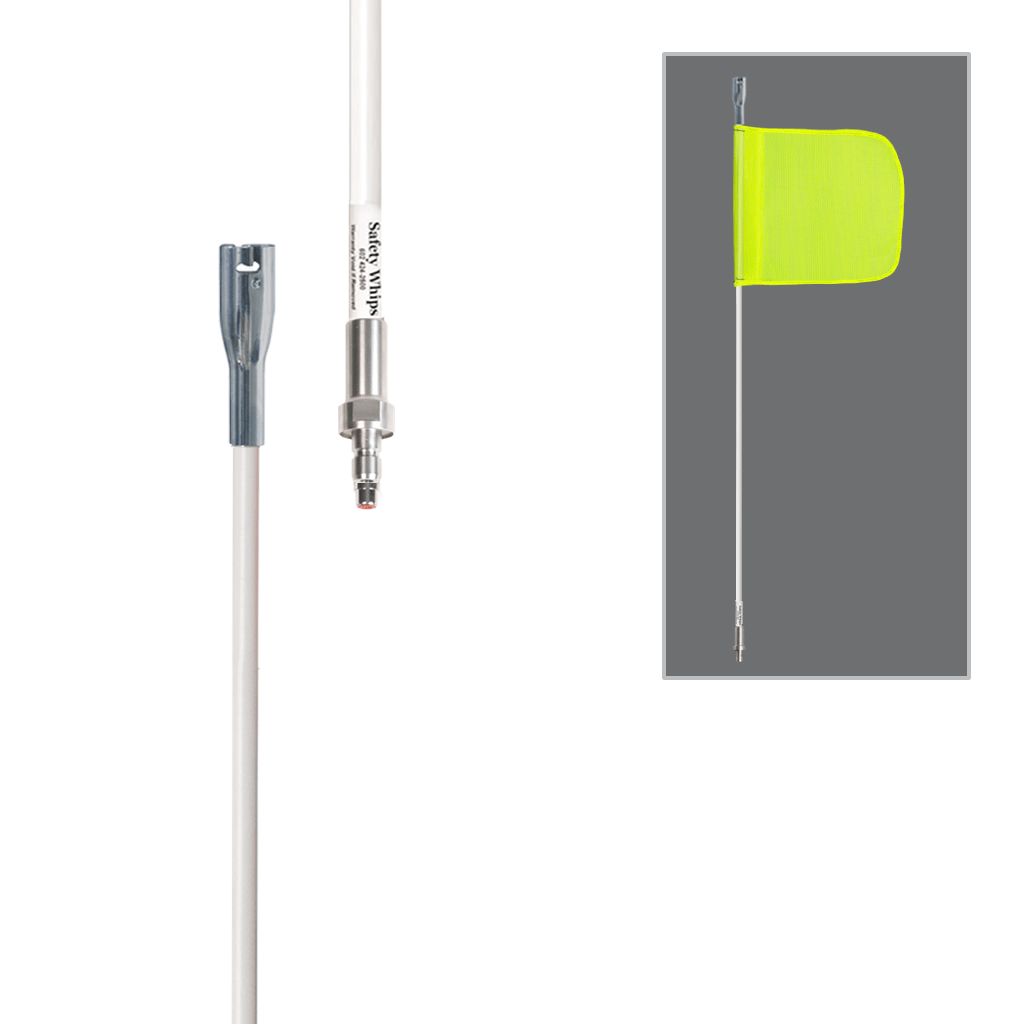 SafetyWhips 3', 1 Piece, Powered, Quick Disconnect, Heavy Duty Whip with Fluorescent Yellow Flag (Yellow X)