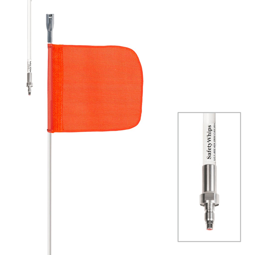 SafetyWhips 3', 1 Piece, Powered, Quick Disconnect, Heavy Duty Whip with Orange Flag