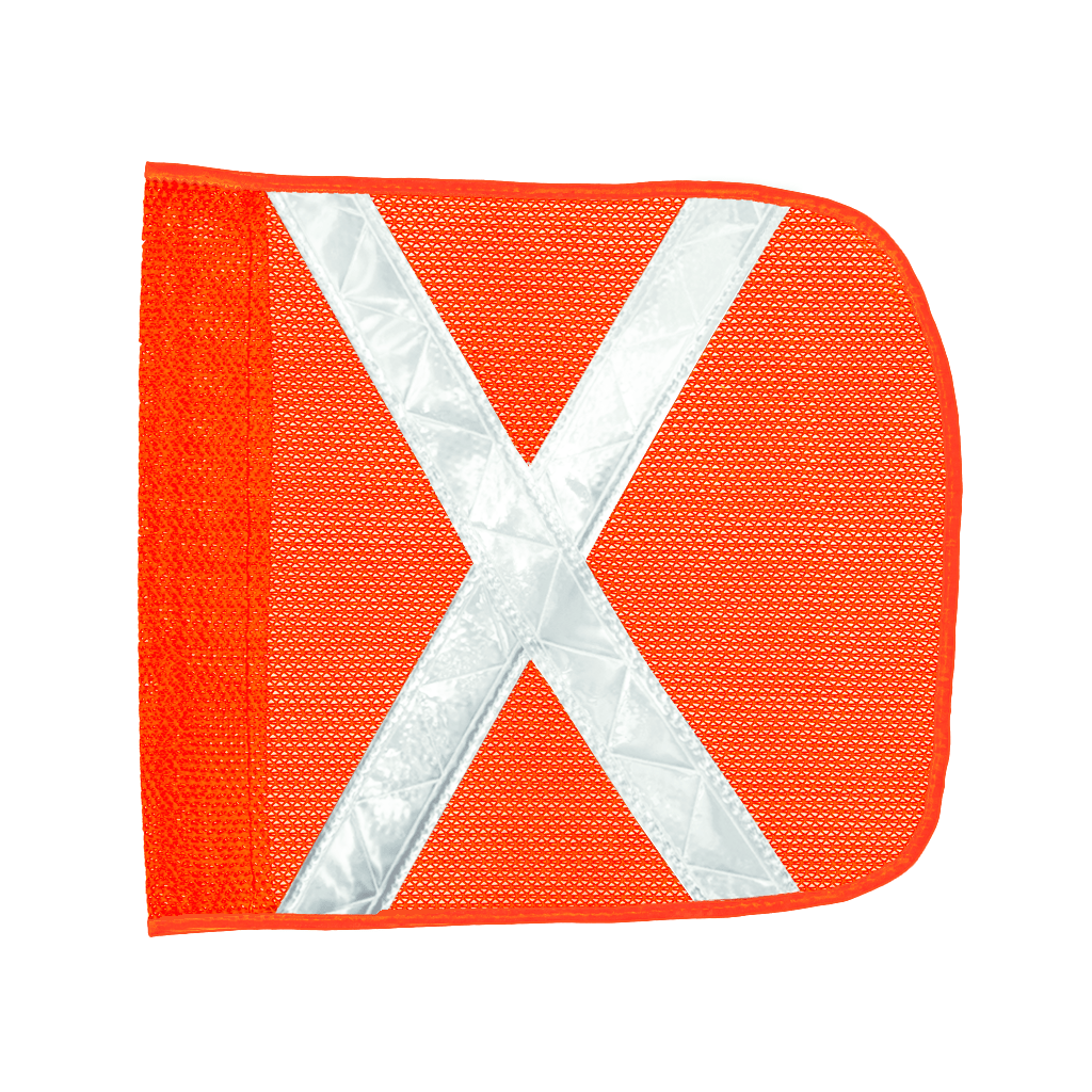 SafetyWhips 3', 1 Piece, Powered, Quick Disconnect, Heavy Duty Whip with Orange Flag (White X)