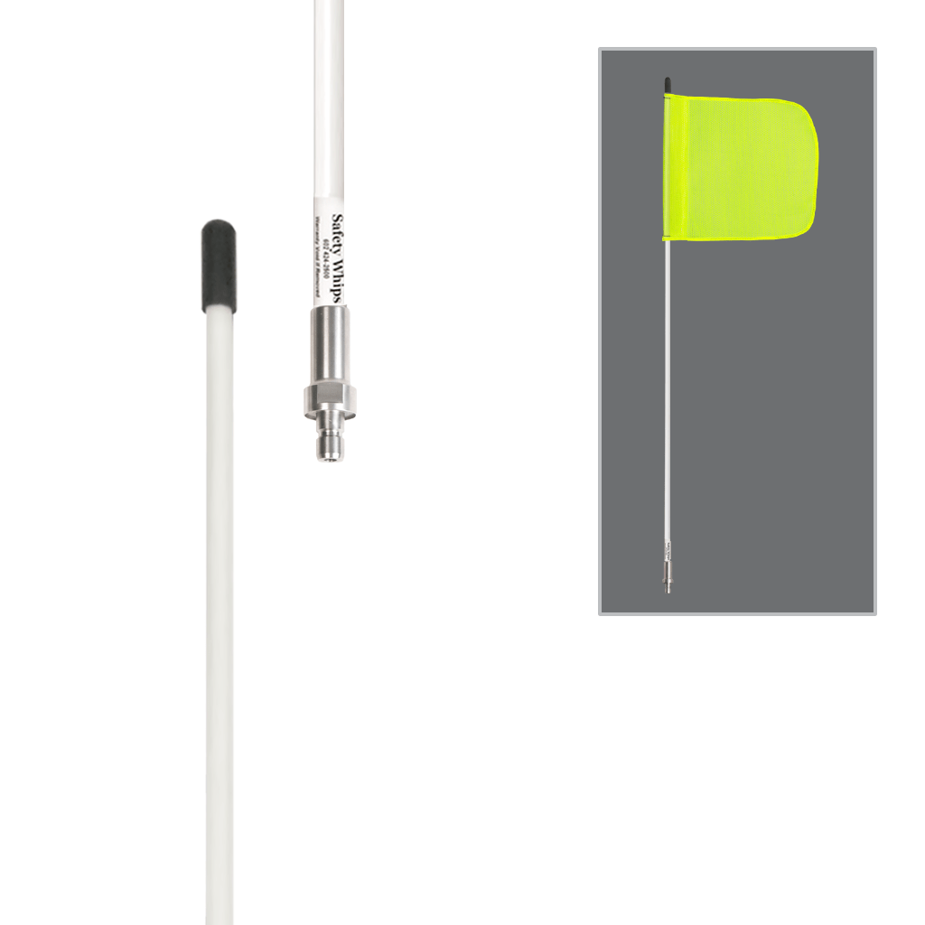 SafetyWhips 3', 1 Piece, Non-powered, Quick Disconnect, Heavy Duty Whip with Fluorescent Yellow Flag