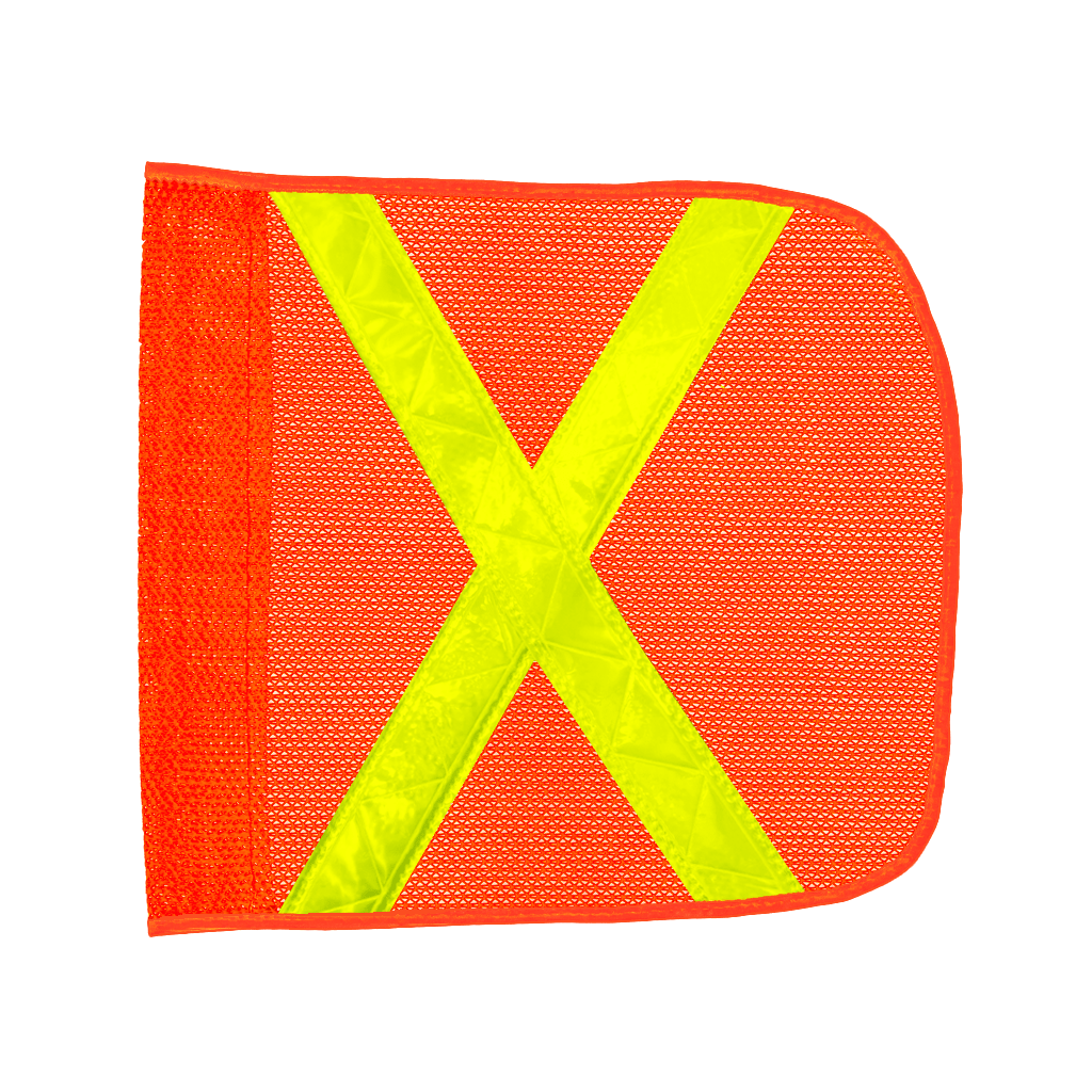 SafetyWhips 4', 1 Piece, Powered, Quick Disconnect, Heavy Duty Whip with Orange Flag (Yellow X)