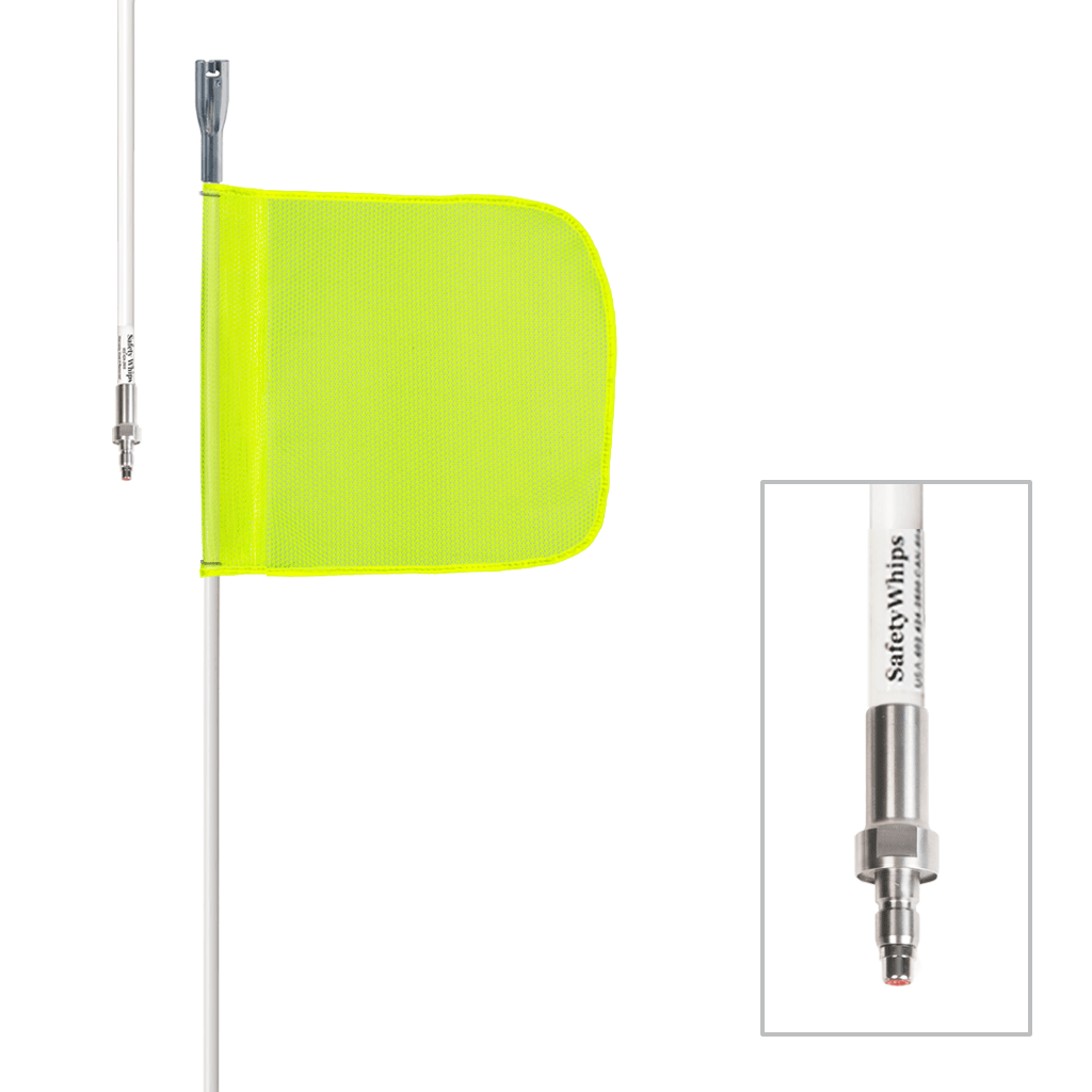 SafetyWhips 5', 1 Piece, Powered, Quick Disconnect, Heavy Duty Whip with Fluorescent Yellow Flag