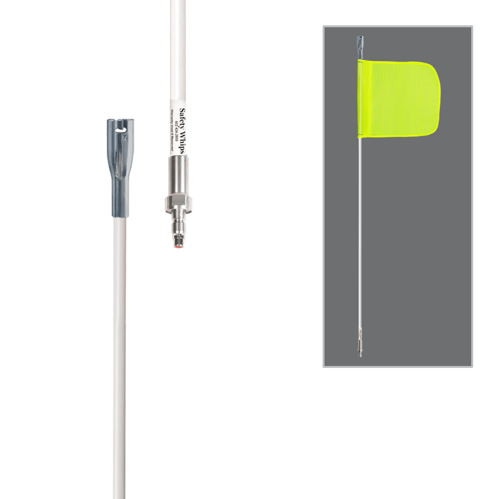 SafetyWhips 5', 1 Piece, Powered, Quick Disconnect, Heavy Duty Whip with Fluorescent Yellow Flag