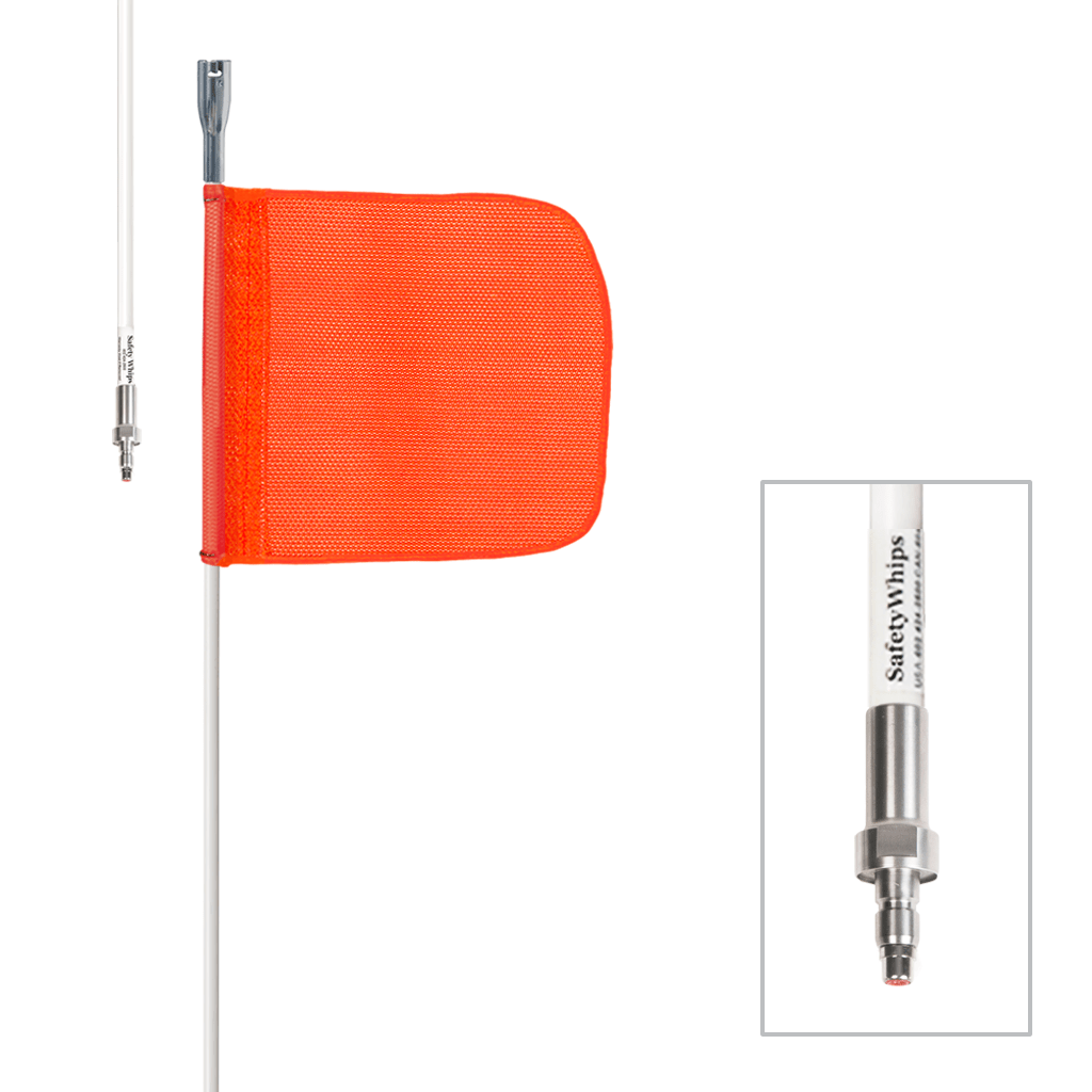 SafetyWhips 5', 1 Piece, Powered, Quick Disconnect, Heavy Duty Whip with Orange Flag