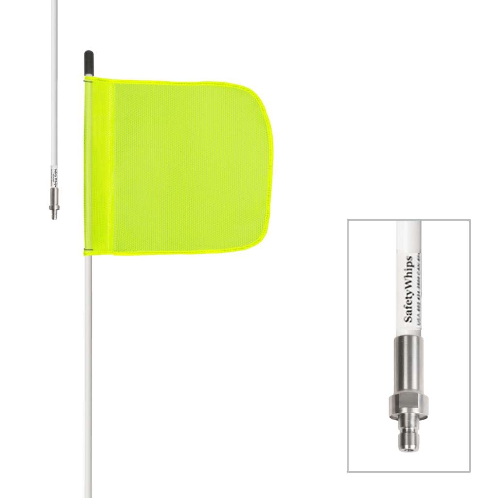 SafetyWhips 5', 1 Piece, Non-powered, Quick Disconnect, Heavy Duty Whip with Fluorescent Yellow Flag