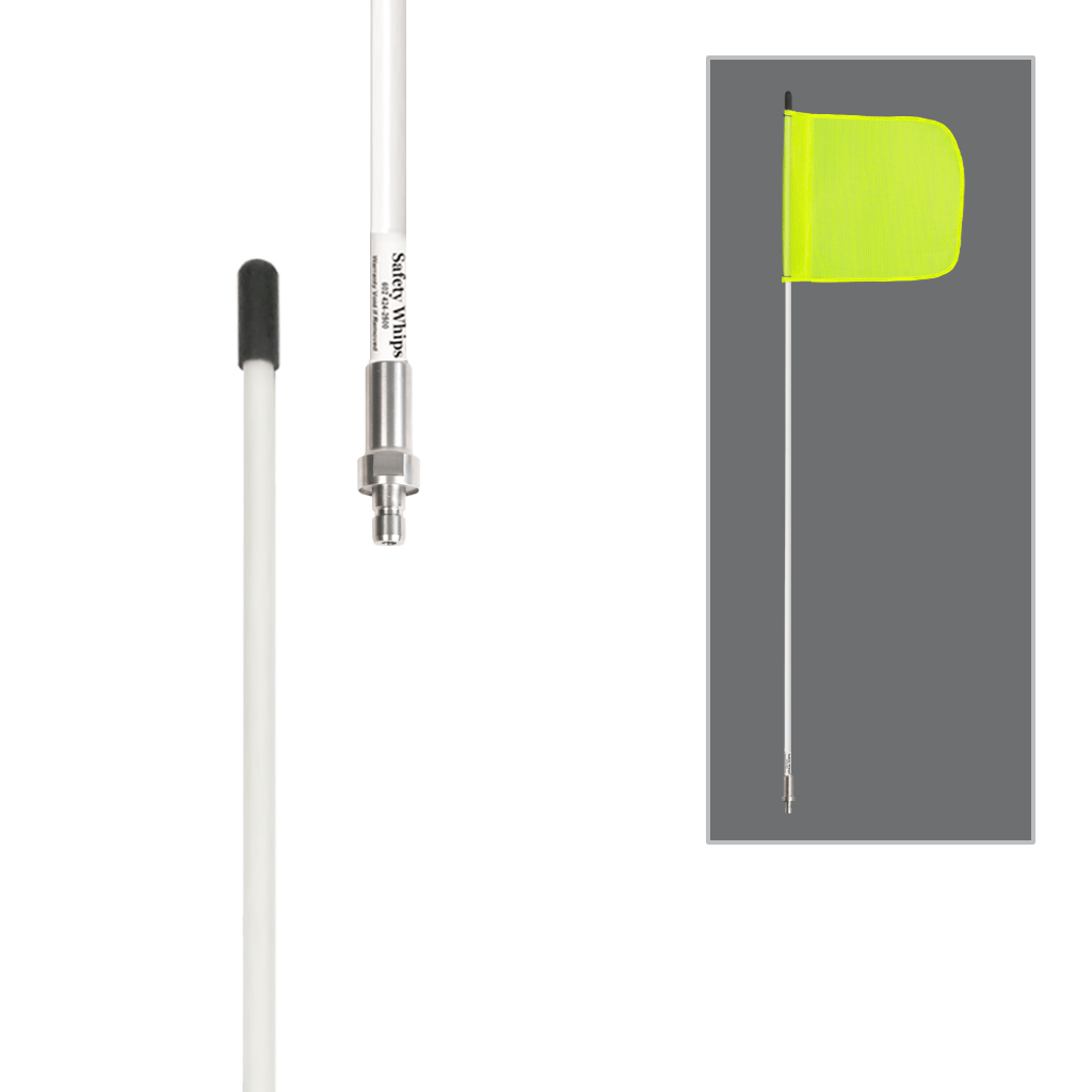 SafetyWhips 5', 1 Piece, Non-powered, Quick Disconnect, Heavy Duty Whip with Fluorescent Yellow Flag