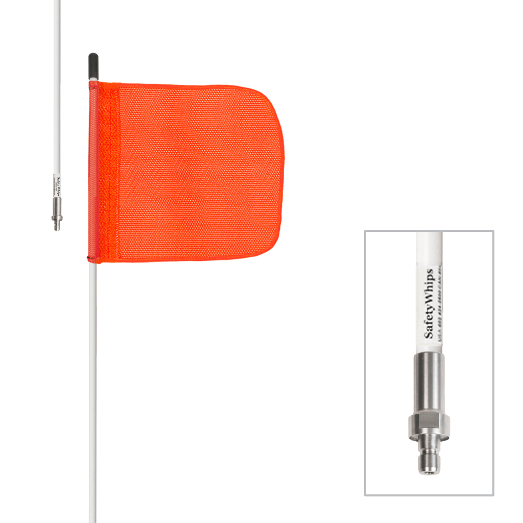 SafetyWhips 5', 1 Piece, Non-powered, Quick Disconnect, Heavy Duty Whip with Orange Flag