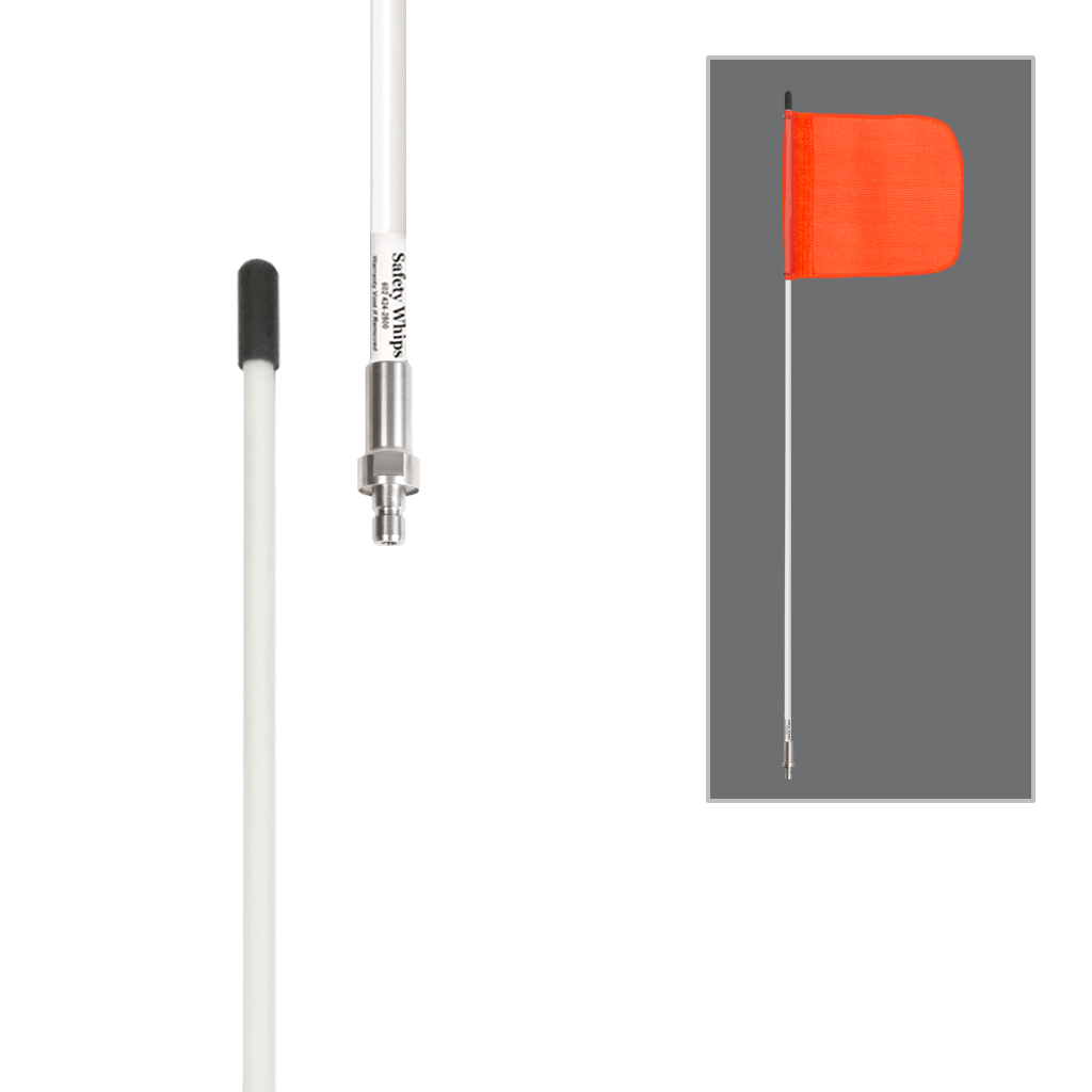 SafetyWhips 5', 1 Piece, Non-powered, Quick Disconnect, Heavy Duty Whip with Orange Flag