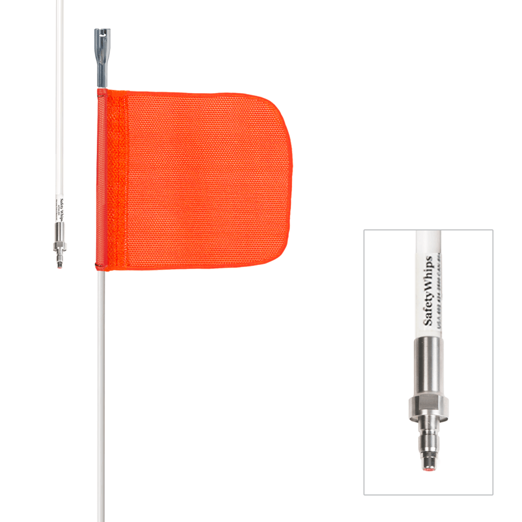 SafetyWhips 6', 1 Piece, Powered, Quick Disconnect, Heavy Duty Whip with Orange Flag